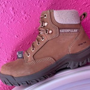 CATERPILLAR WORK BOOTS STEEL TOE SIZE 6.5 COLOR: TAN